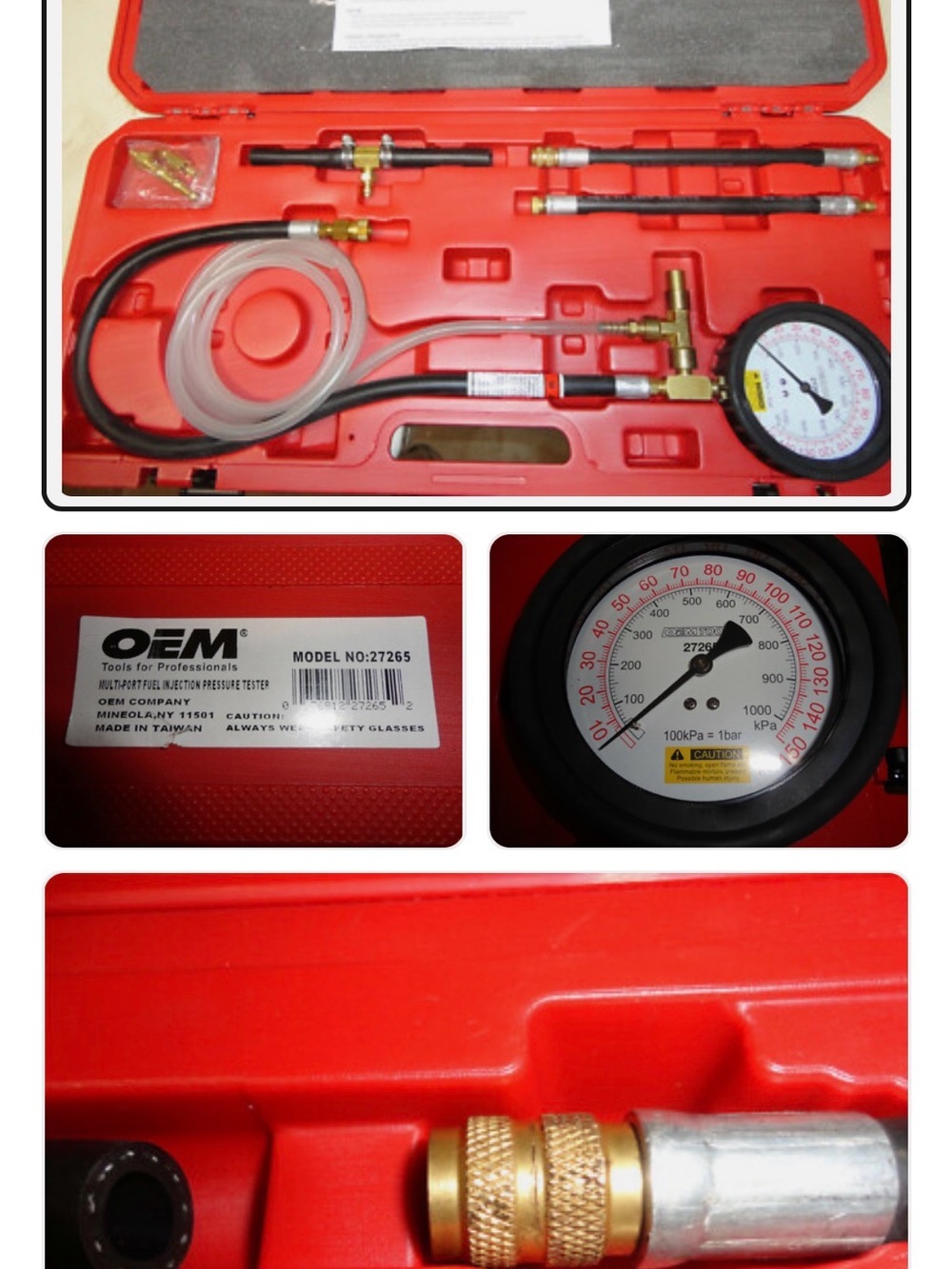 OEM Red Fuel Injection Pressure Tester Kit
